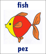 Fish Flashcard - Spanish Animals Pez