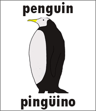 Penguin Flashcard - Spanish Animals