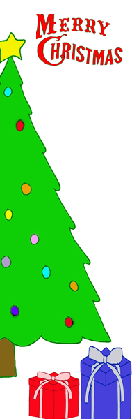 drawing of a christmas tree and presents