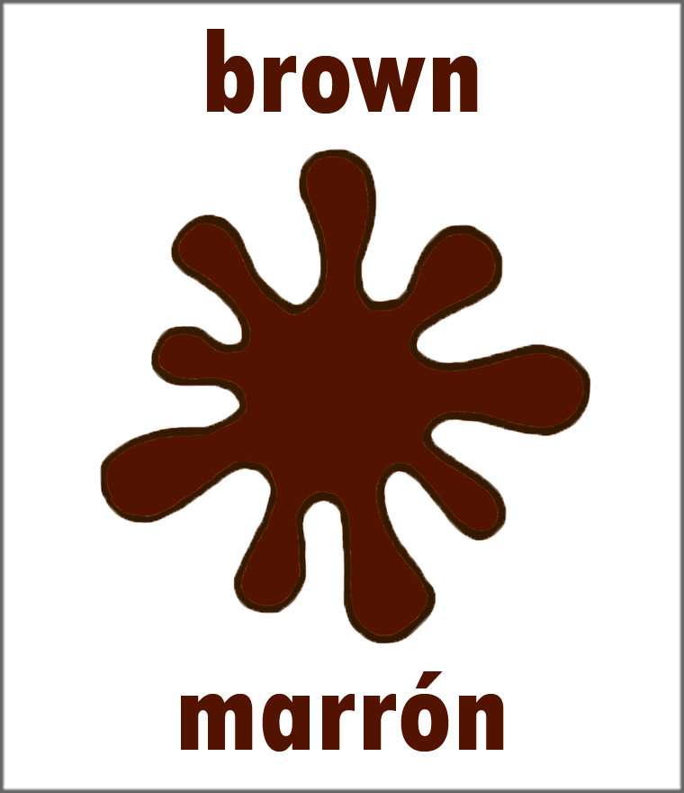 Spanish Color Brown In Spanish Flashcard - Copyright Sarah Johnstone 2013