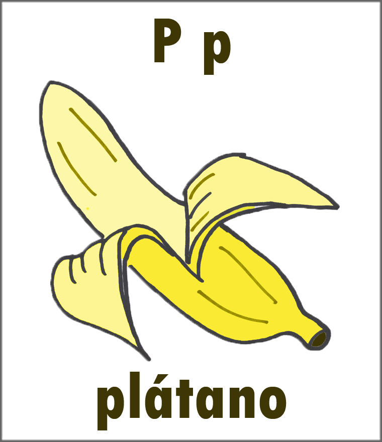 Letter P Spanish Alphabet Flashcard - Copyright Sarah Johnstone 2013