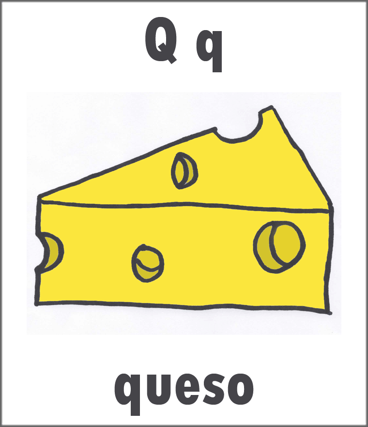 Letter Q Spanish Alphabet Flashcard - Copyright Sarah Johnstone 2013
