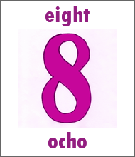 Number 8 Flashcard - Spanish Numbers