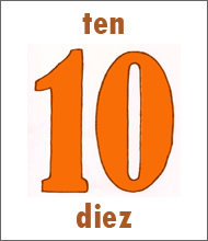 Number 10 Flashcard - Spanish Numbers
