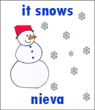 picture of a snowman watching the snow flashcard